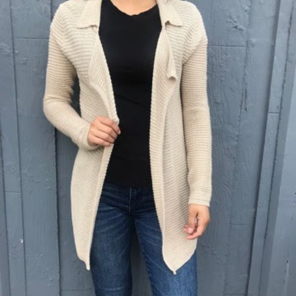 Elegant Beige Open Front Cardigan Various Size